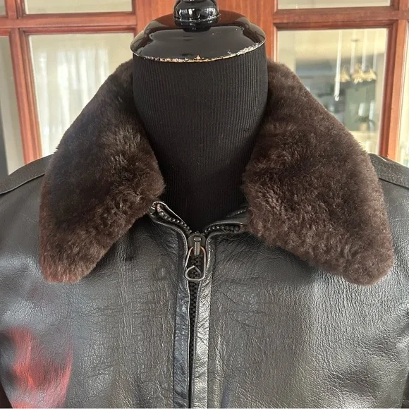 Vintage LL Bean G-1 Goatskin Leather Bomber Flight Jacket 42 Wool Quilt Lined - Picture 3 of 16